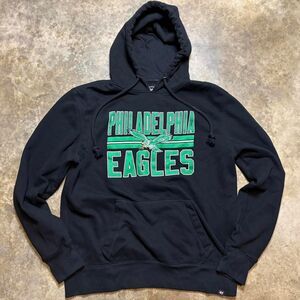 Philadelphia Eagles NFL 47 brand drawstring hoodie with retro eagles graphic